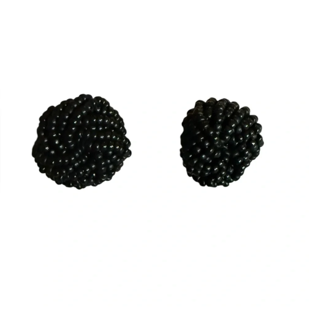 Vintage Bead Cluster Knot black beads stud earrings